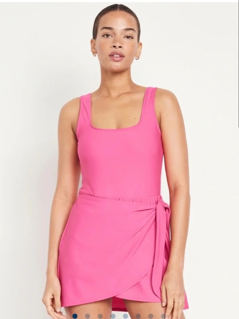 Old Navy Matte Side Tie Swim Dress  // Pink